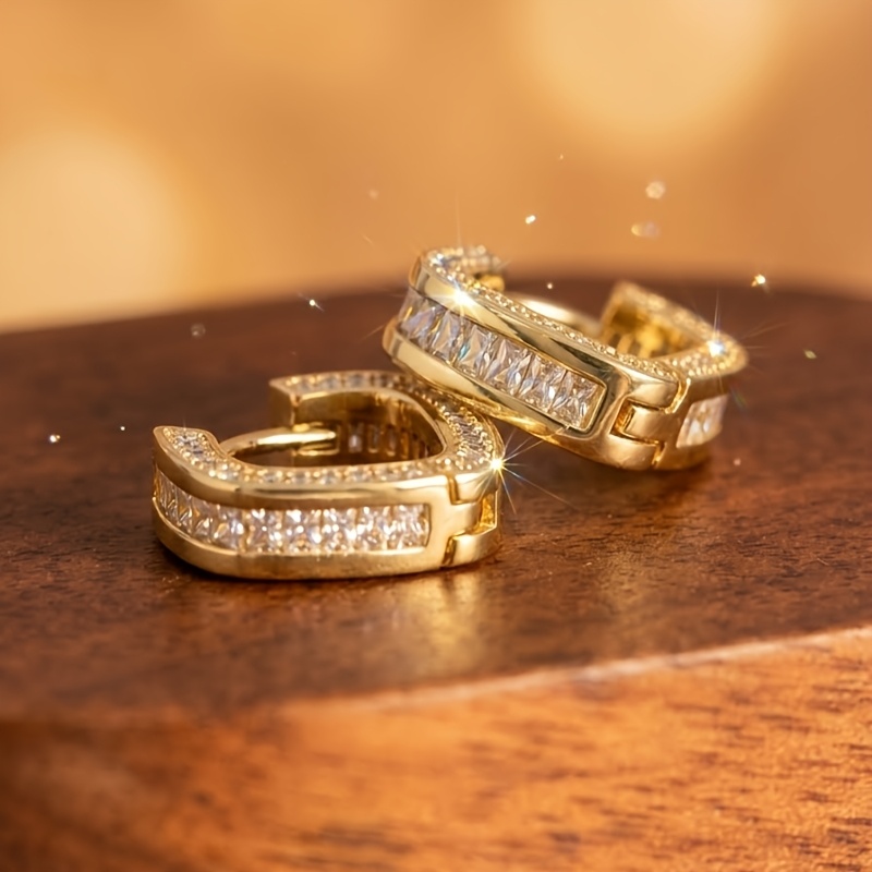 Exquisite Full-Paved Synthetic Zirconia Geometric Ear Buckles